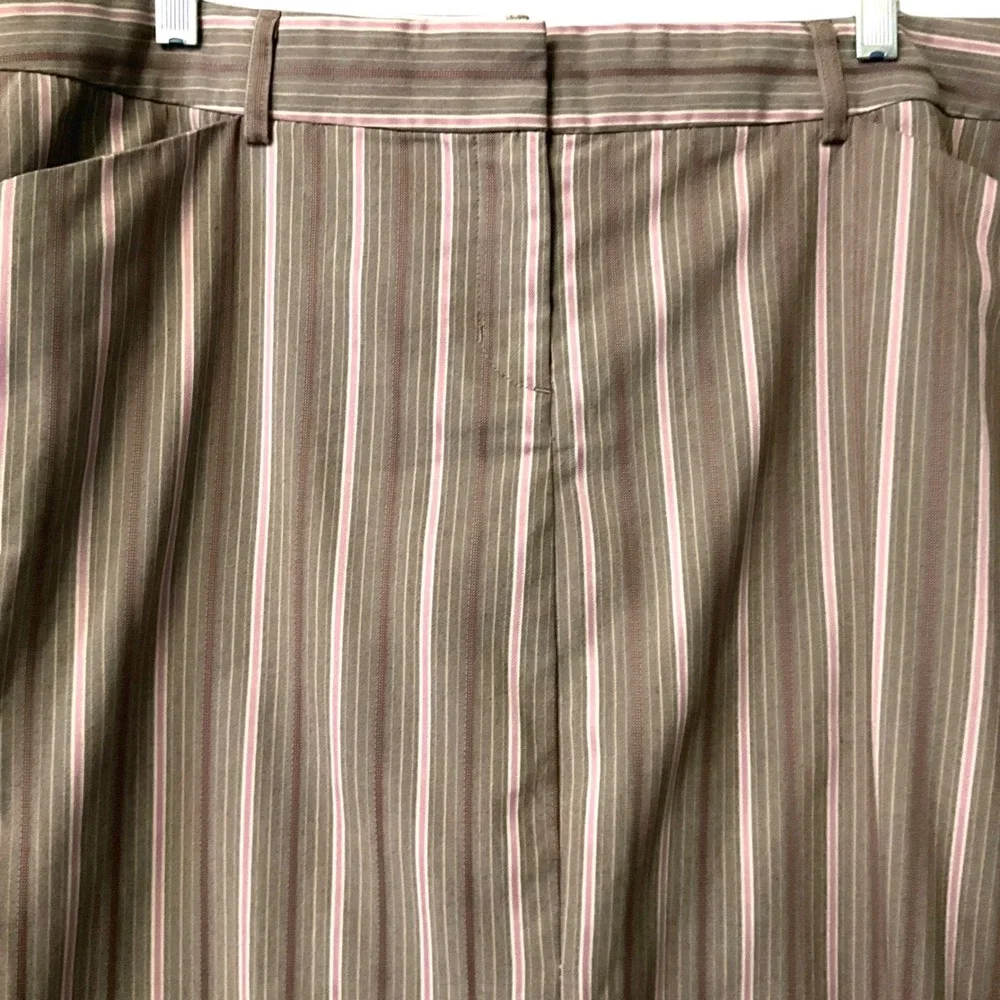 Express Design Studio Editor Maxi Skirt Womens SZ 12 Olive Pink Pinstripe Career
